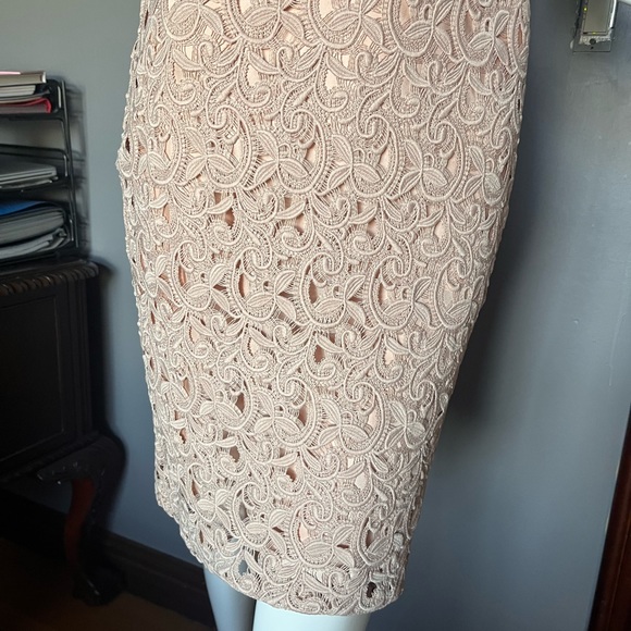Zara Dress, nude lace sheath with flutter sleeve & neck sz XS - Picture 3 of 10